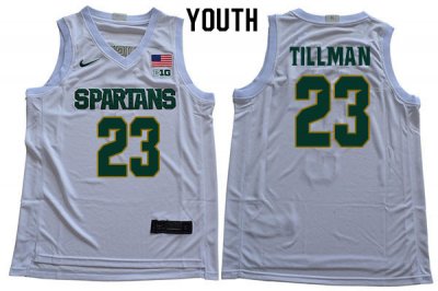 Youth Xavier Tillman Michigan State Spartans #23 Nike NCAA 2019-20 White Authentic College Stitched Basketball Jersey IW50F83YD